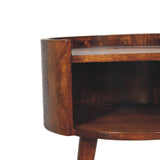 Chestnut Round Open Slot Bedside Table