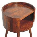 Chestnut Round Open Slot Bedside Table