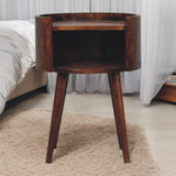 Chestnut Round Open Slot Bedside Table