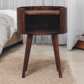 Chestnut Round Open Slot Bedside Table
