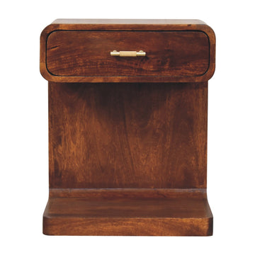 Chestnut T-Bar Rounded Bedside Table