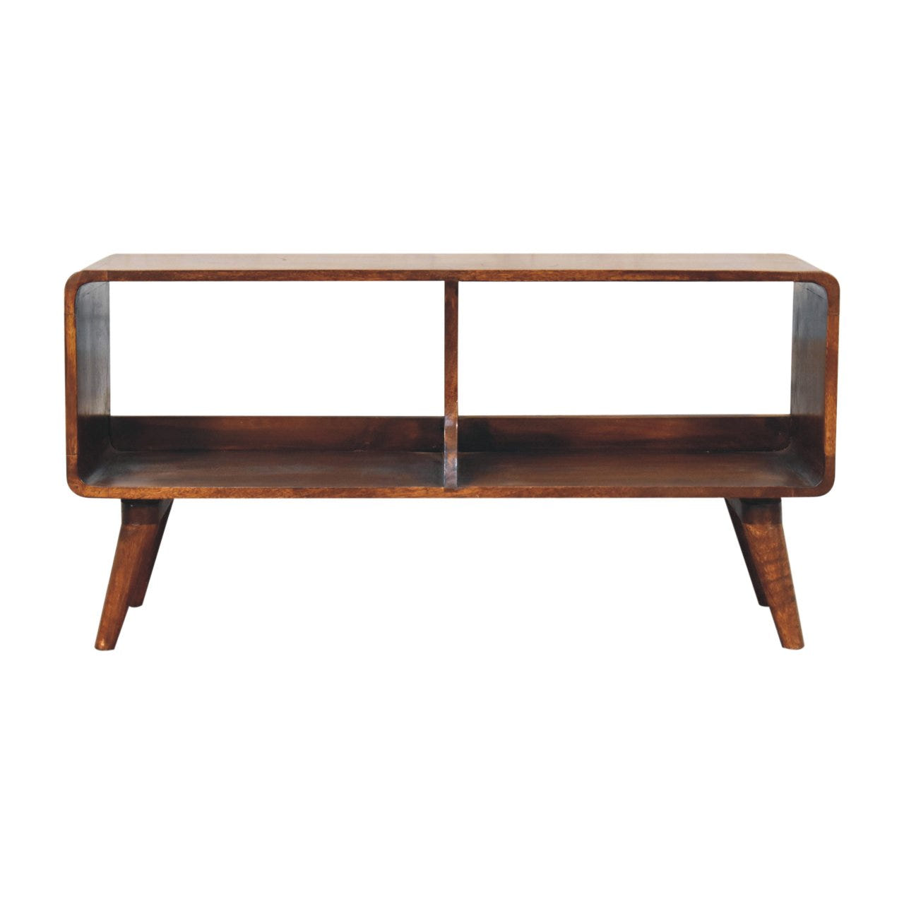 Curved Chestnut Double Slot Chest of Drawers