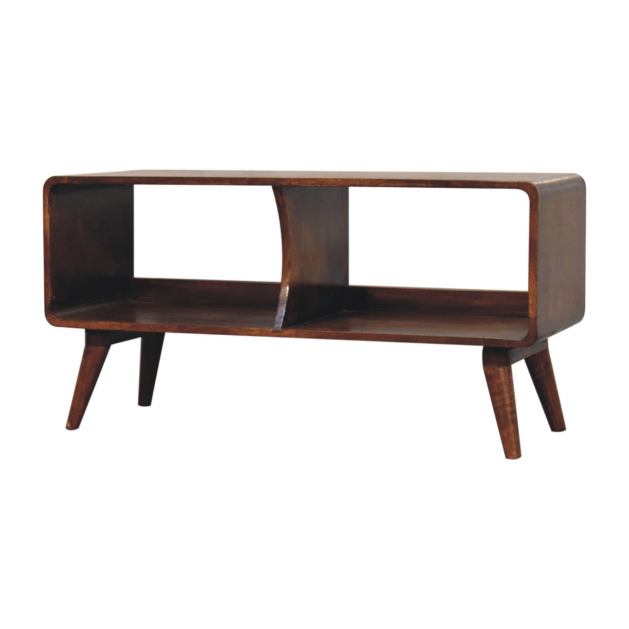 Curved Chestnut Double Slot Chest of Drawers
