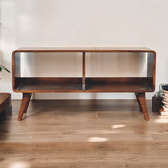 Curved Chestnut Double Slot Media Unit