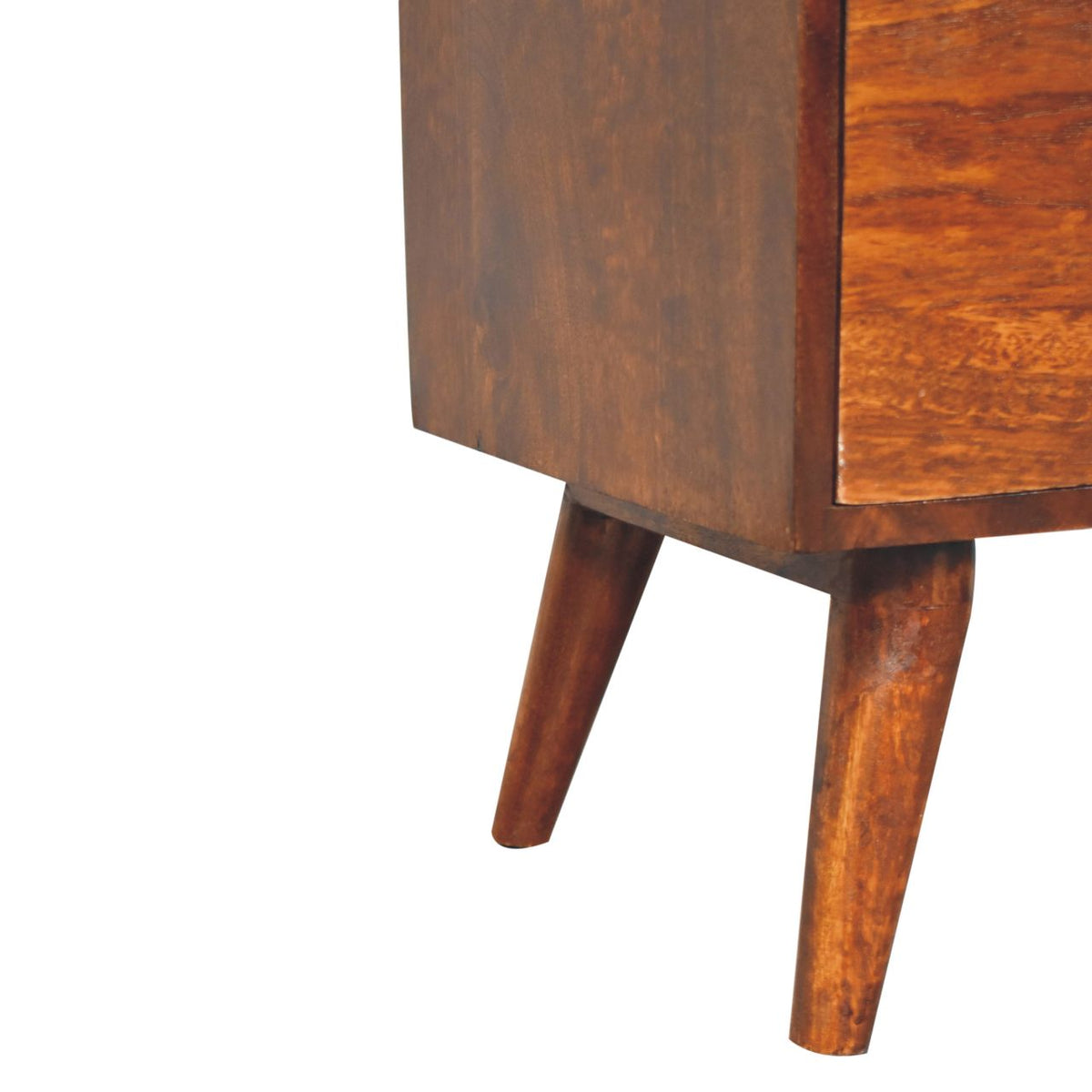 T-bar Raised Back Bedside Table | Chestnut Solid Mango Wood