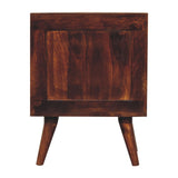 T-bar Raised Back Bedside Table | Chestnut Solid Mango Wood