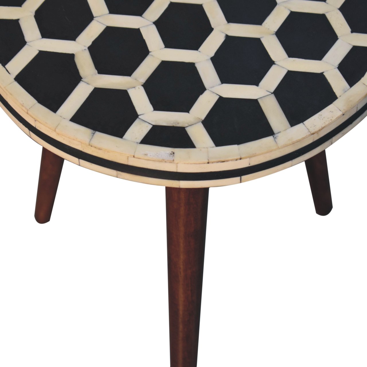 Bone Inlay Tripod Stool With Honey Caramel Finish Footstool
