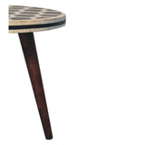 Bone Inlay Tripod Stool With Honey Caramel Finish Footstool