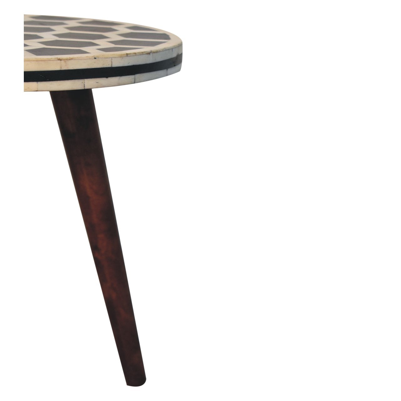 Bone Inlay Tripod Stool With Honey Caramel Finish Footstool