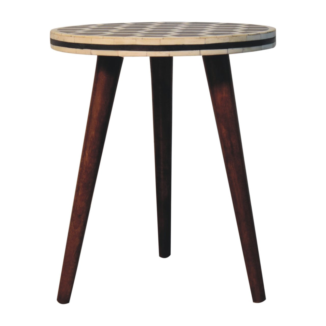 Bone Inlay Tripod Stool With Honey Caramel Finish Footstool