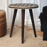 Bone Inlay Tripod Stool With Honey Caramel Finish Footstool