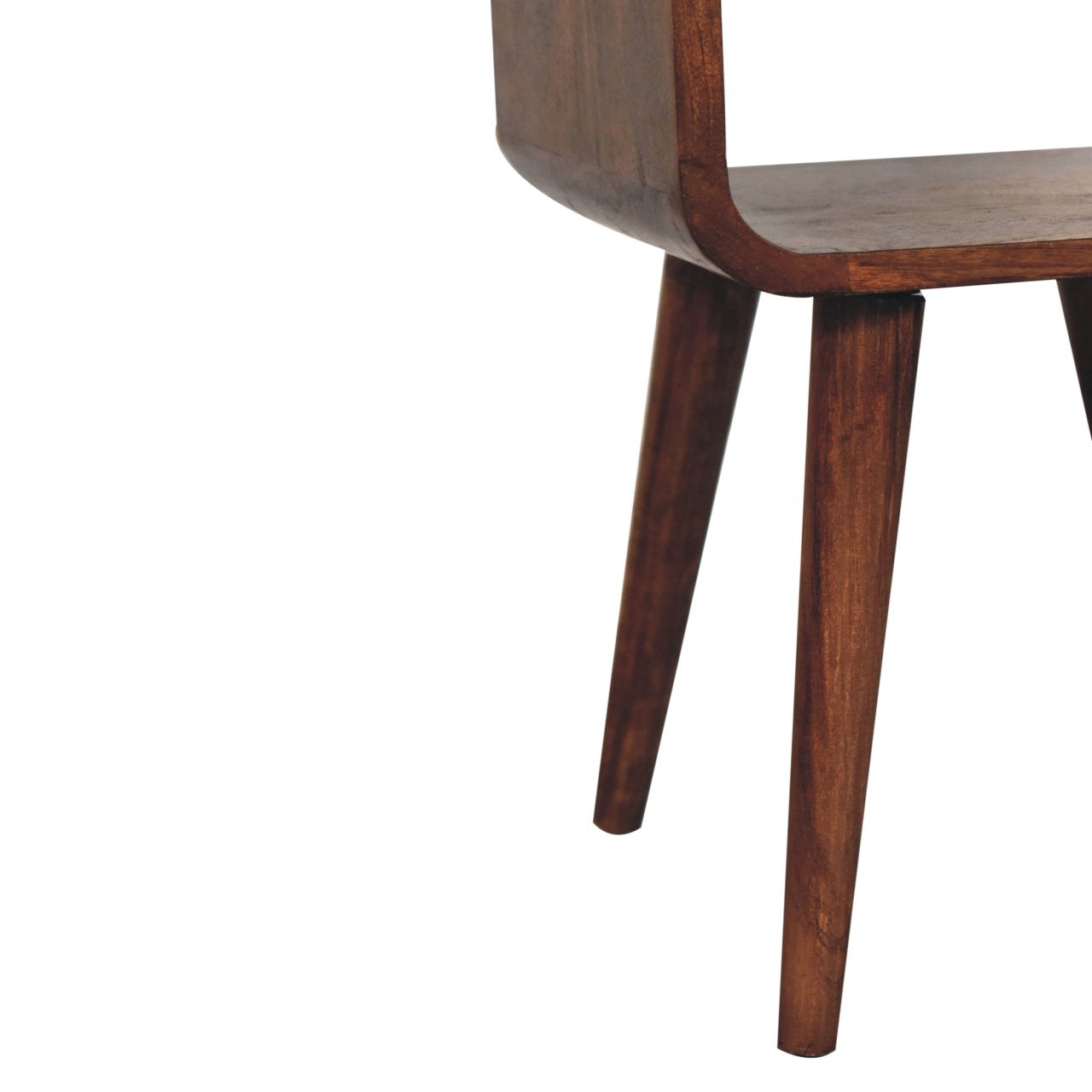 Mini Honey Caramel Curved Bedside with Lower Slot Bedside Table