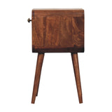Mini Honey Caramel Curved Bedside with Lower Slot Bedside Table