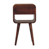 Mini Honey Caramel Curved Bedside with Lower Slot Bedside Table