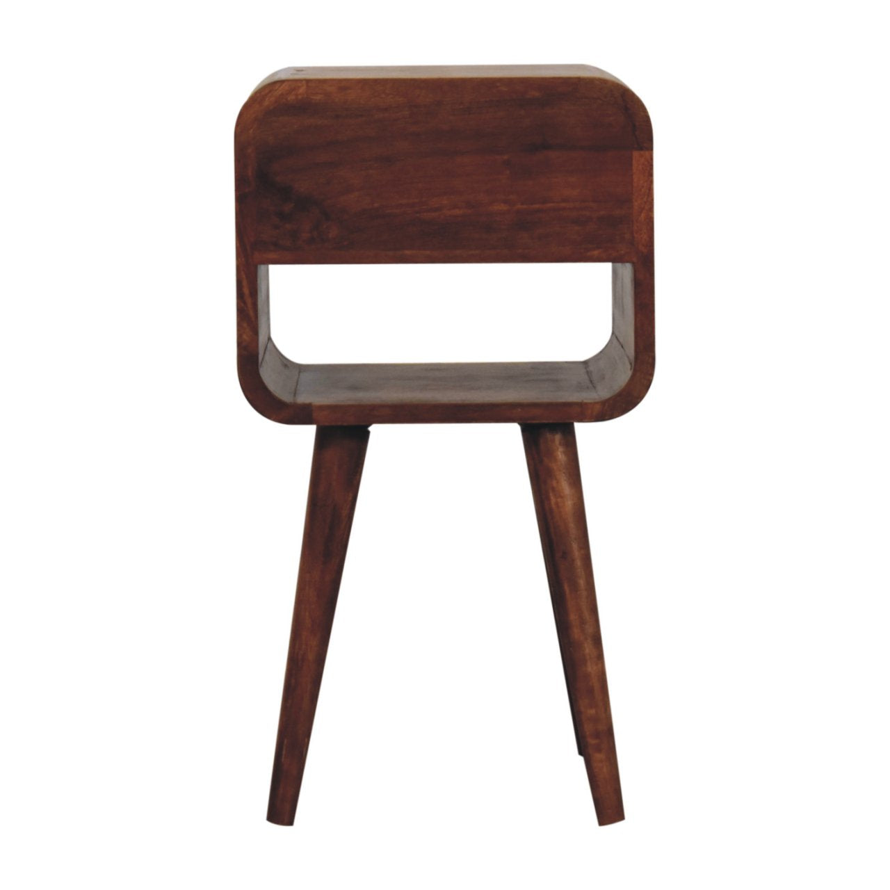 Mini Honey Caramel Curved Bedside with Lower Slot Bedside Table