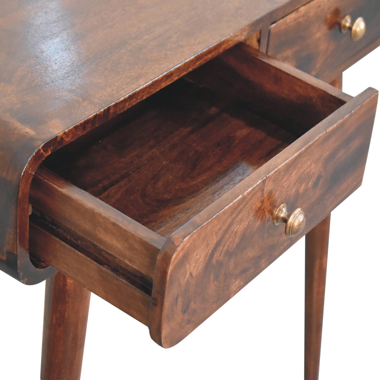 California Walnut Curved Hallway Table Accent Piece