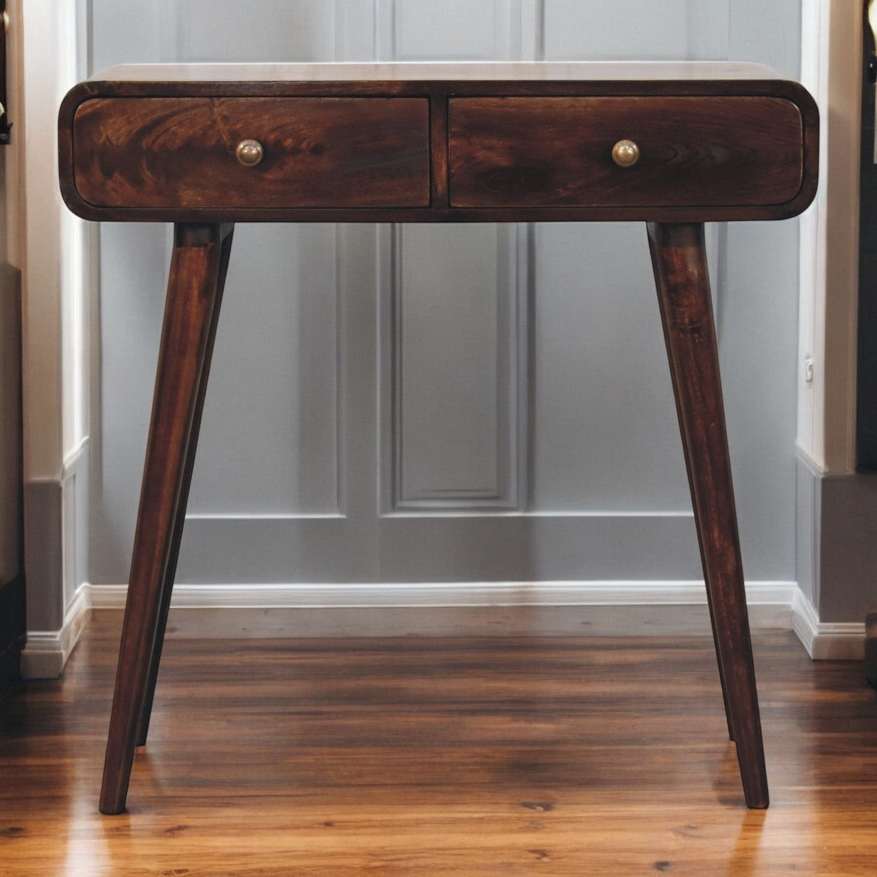 California Walnut Curved Hallway Table Accent Piece