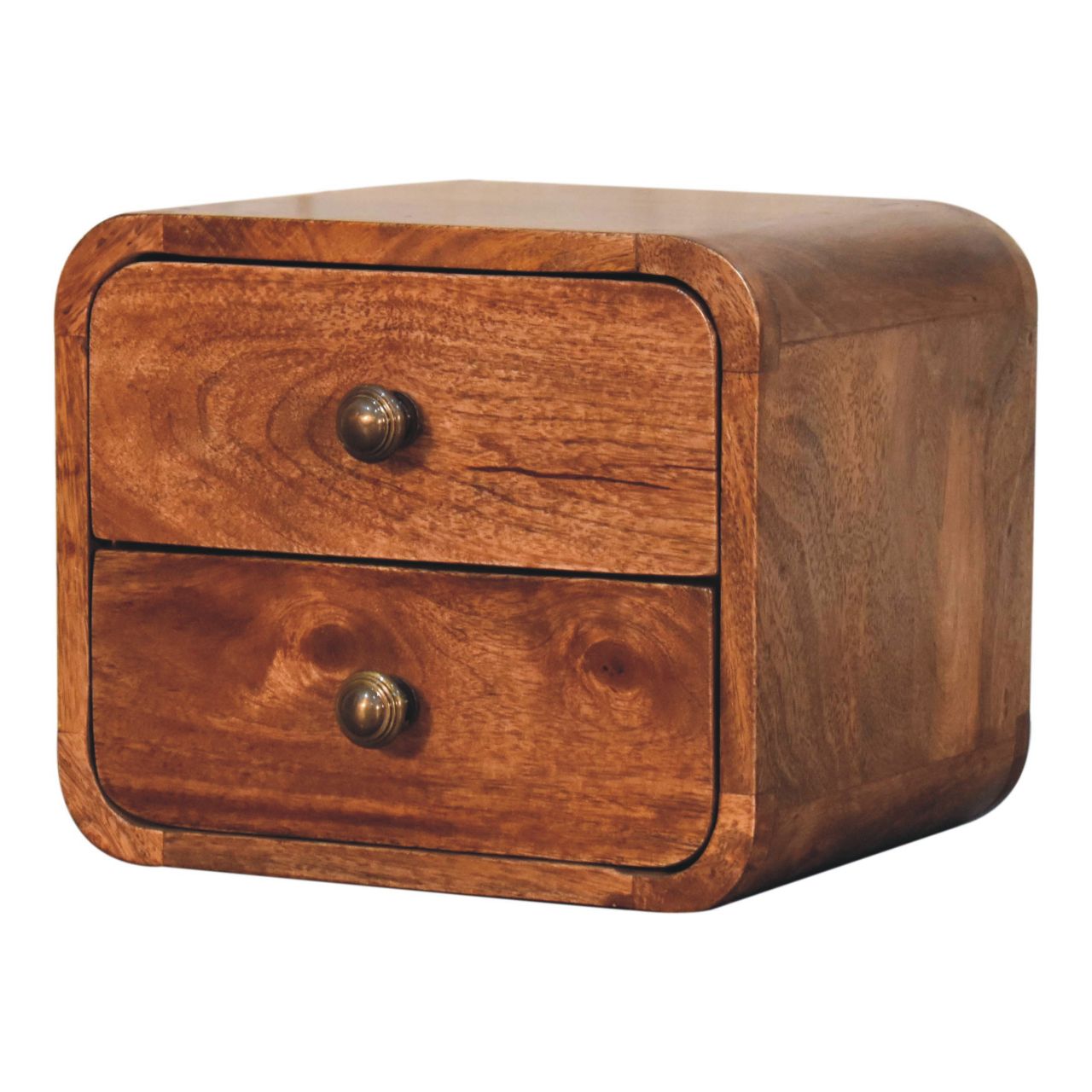 Mini Curved Honey Caramel Wall Mounted Bedside Table | Wall-Mounted