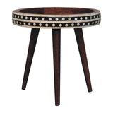 Honey Caramel Small Patterned Nordic Style End Table Accent Piece | Tripod Base Default Title