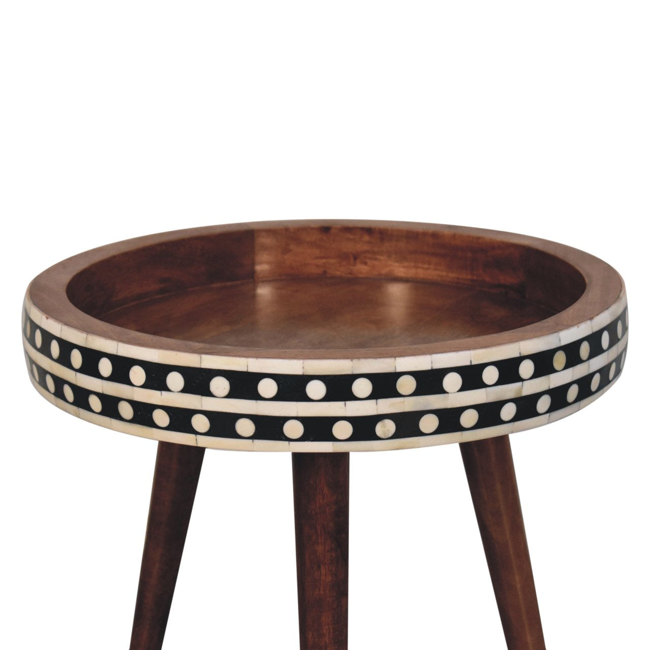 Honey Caramel Small Patterned Nordic Style End Table Accent Piece | Tripod Base