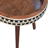 Honey Caramel Small Patterned Nordic Style End Table Accent Piece | Tripod Base
