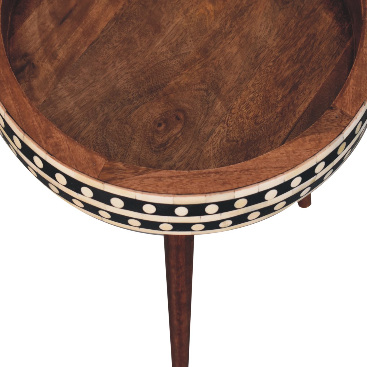 Honey Caramel Small Patterned Nordic Style End Table Accent Piece | Tripod Base
