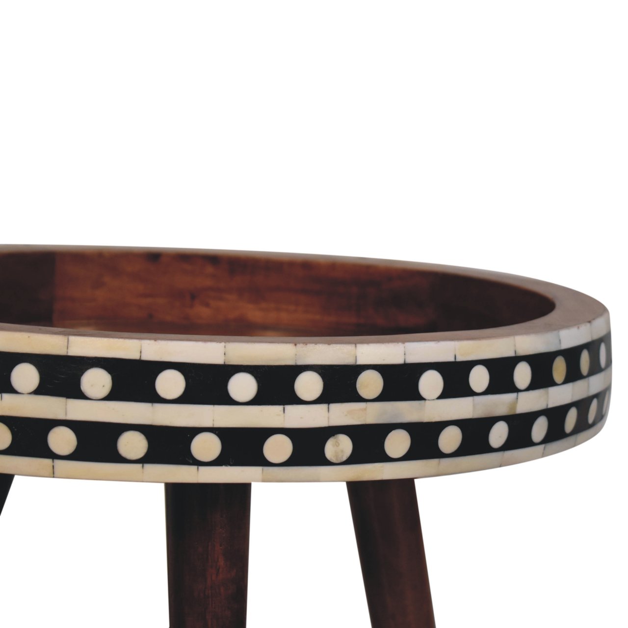 Honey Caramel Small Patterned Nordic Style End Table Accent Piece | Tripod Base