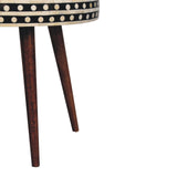 Honey Caramel Small Patterned Nordic Style End Table Accent Piece | Tripod Base