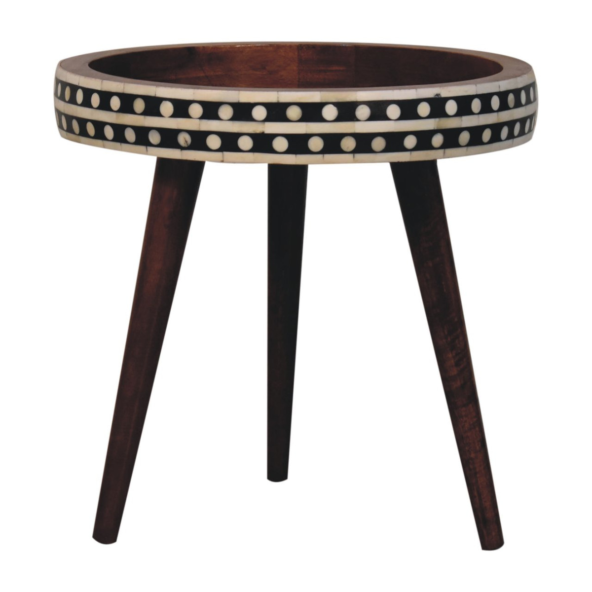 Honey Caramel Small Patterned Nordic Style End Table Accent Piece | Tripod Base