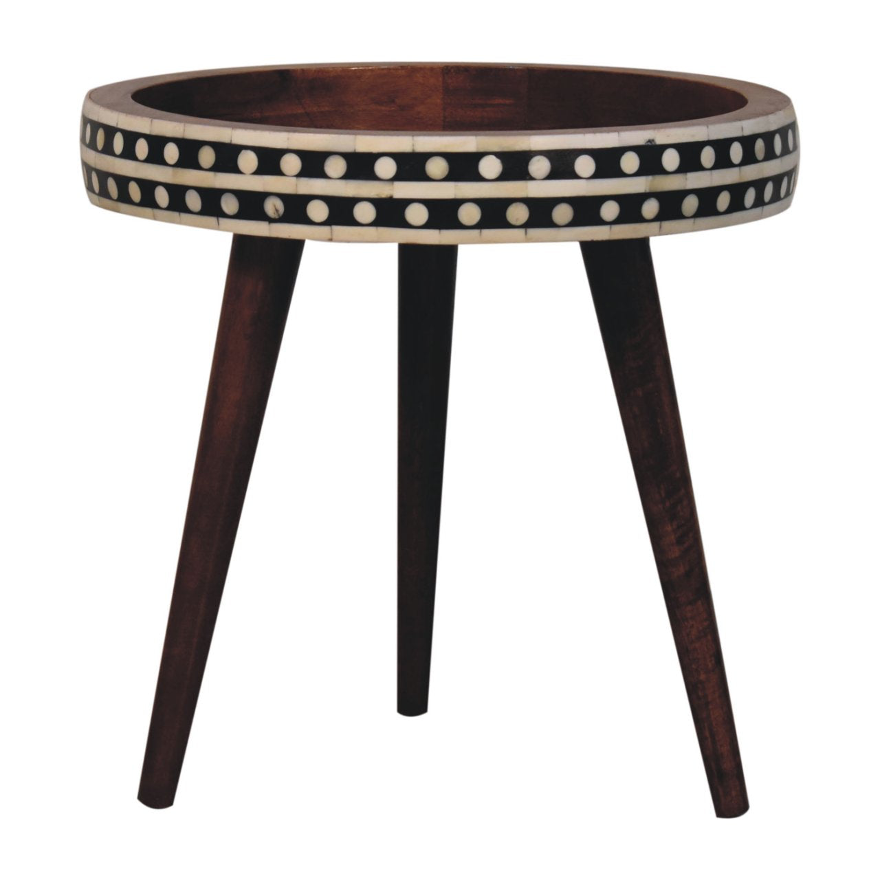 Honey Caramel Small Patterned Nordic Style End Table Accent Piece | Tripod Base