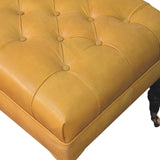 Honey Caramel Buffalo Tan Leather Ottoman with Castor Legs Storage Bench