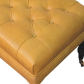 Honey Caramel Buffalo Tan Leather Ottoman with Castor Legs Storage Bench