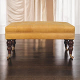 Honey Caramel Buffalo Tan Leather Ottoman with Castor Legs Storage Bench