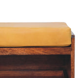 Buffalo Hide Pull out Honey Caramel Shoe Storage Bench | Hidden Storage