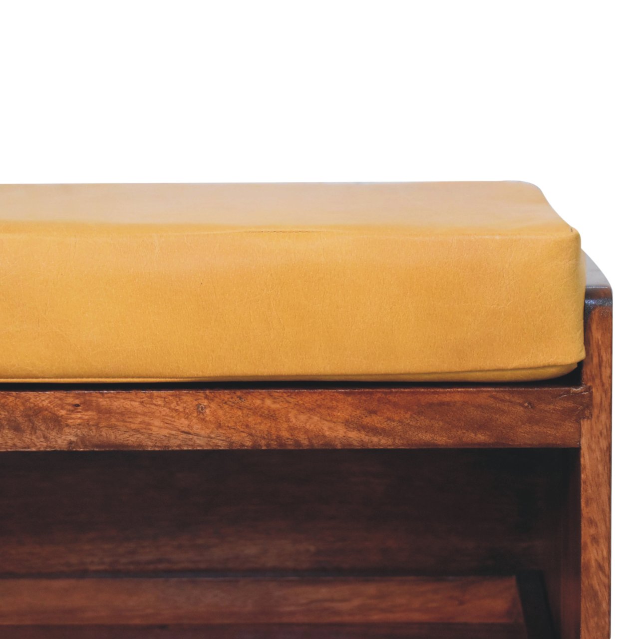 Buffalo Hide Pull out Honey Caramel Shoe Storage Bench | Hidden Storage
