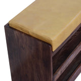 Buffalo Hide Pull out Honey Caramel Shoe Storage Bench | Hidden Storage