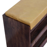Buffalo Hide Pull out Honey Caramel Shoe Storage Bench | Hidden Storage