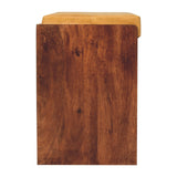 Buffalo Hide Pull out Honey Caramel Shoe Storage Bench | Hidden Storage