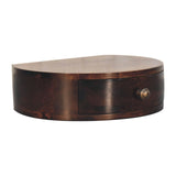 California Walnut Wall Mounted Rounded Bedside Table | Wall-Mounted