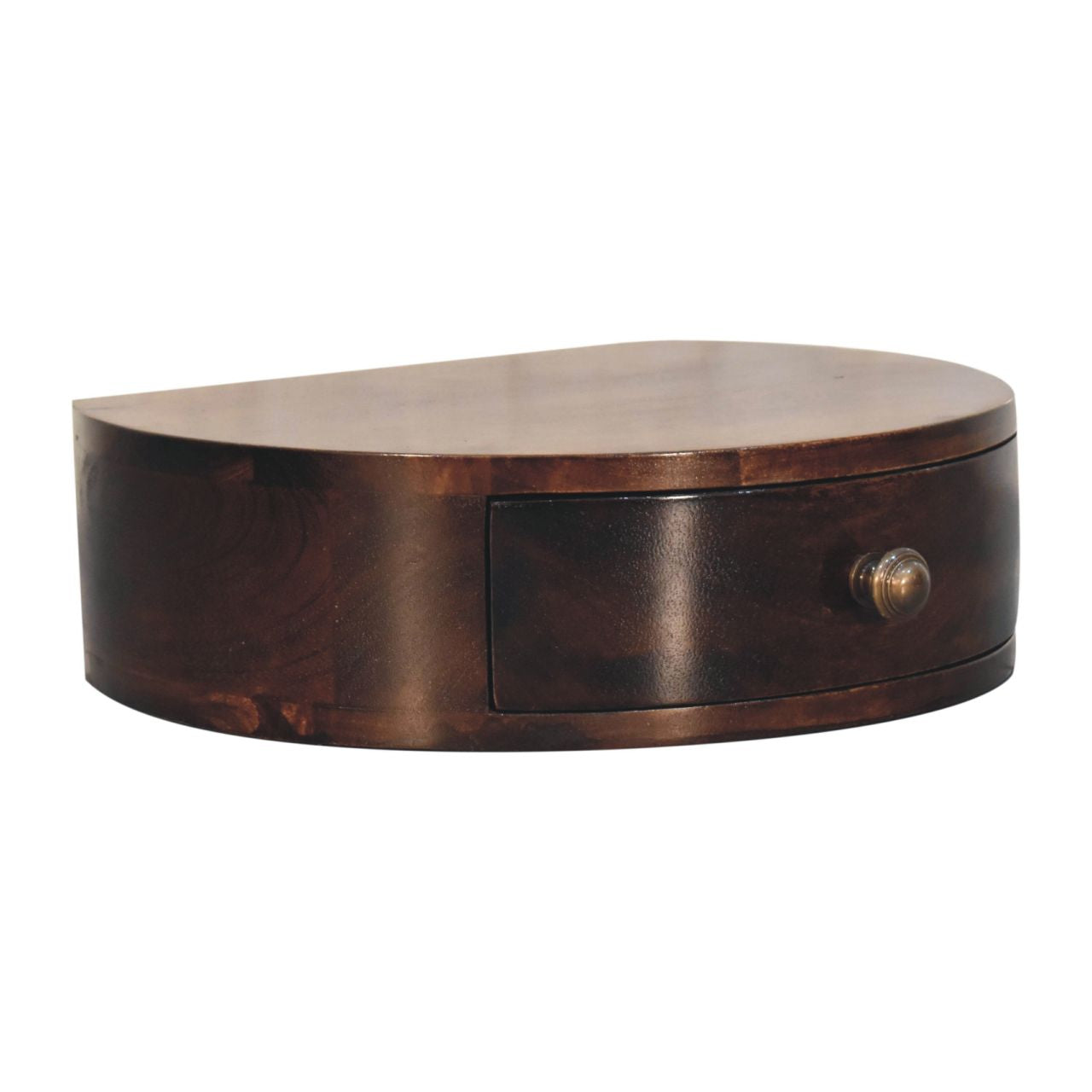 California Walnut Wall Mounted Rounded Bedside Table | Wall-Mounted