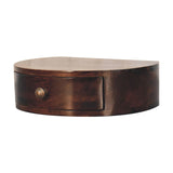 California Walnut Wall Mounted Rounded Bedside Table | Wall-Mounted