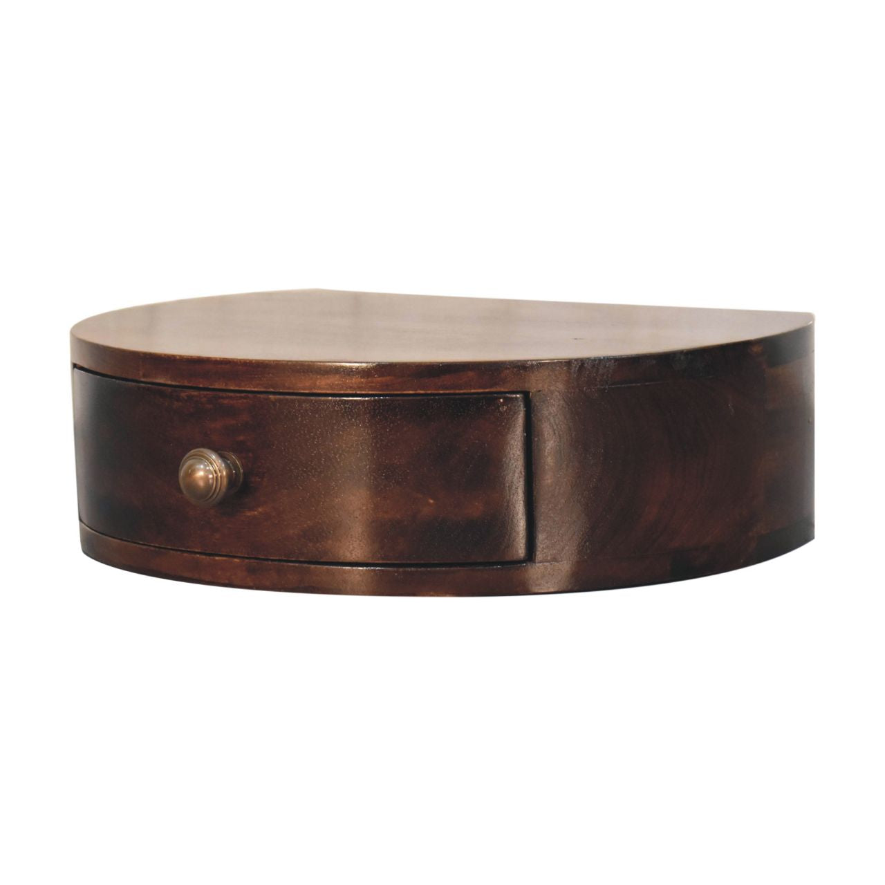 California Walnut Wall Mounted Rounded Bedside Table | Wall-Mounted