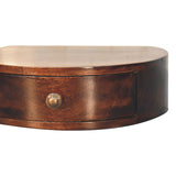 California Walnut Wall Mounted Rounded Bedside Table | Wall-Mounted