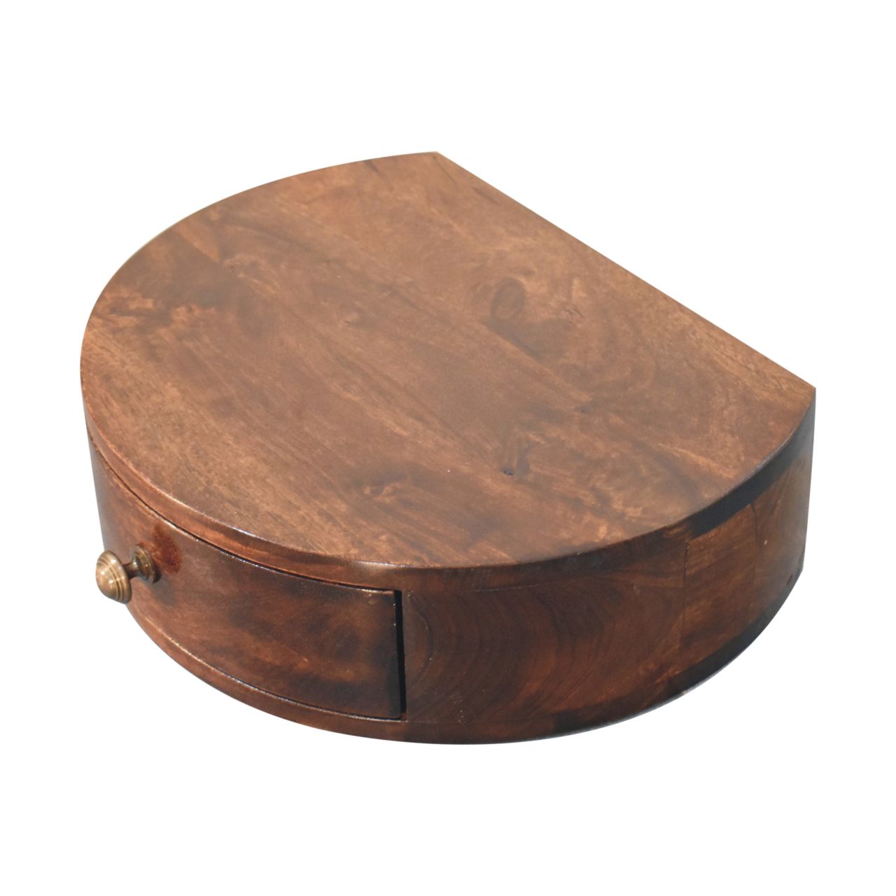 California Walnut Wall Mounted Rounded Bedside Table | Wall-Mounted