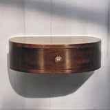 California Walnut Wall Mounted Rounded Bedside Table | Wall-Mounted