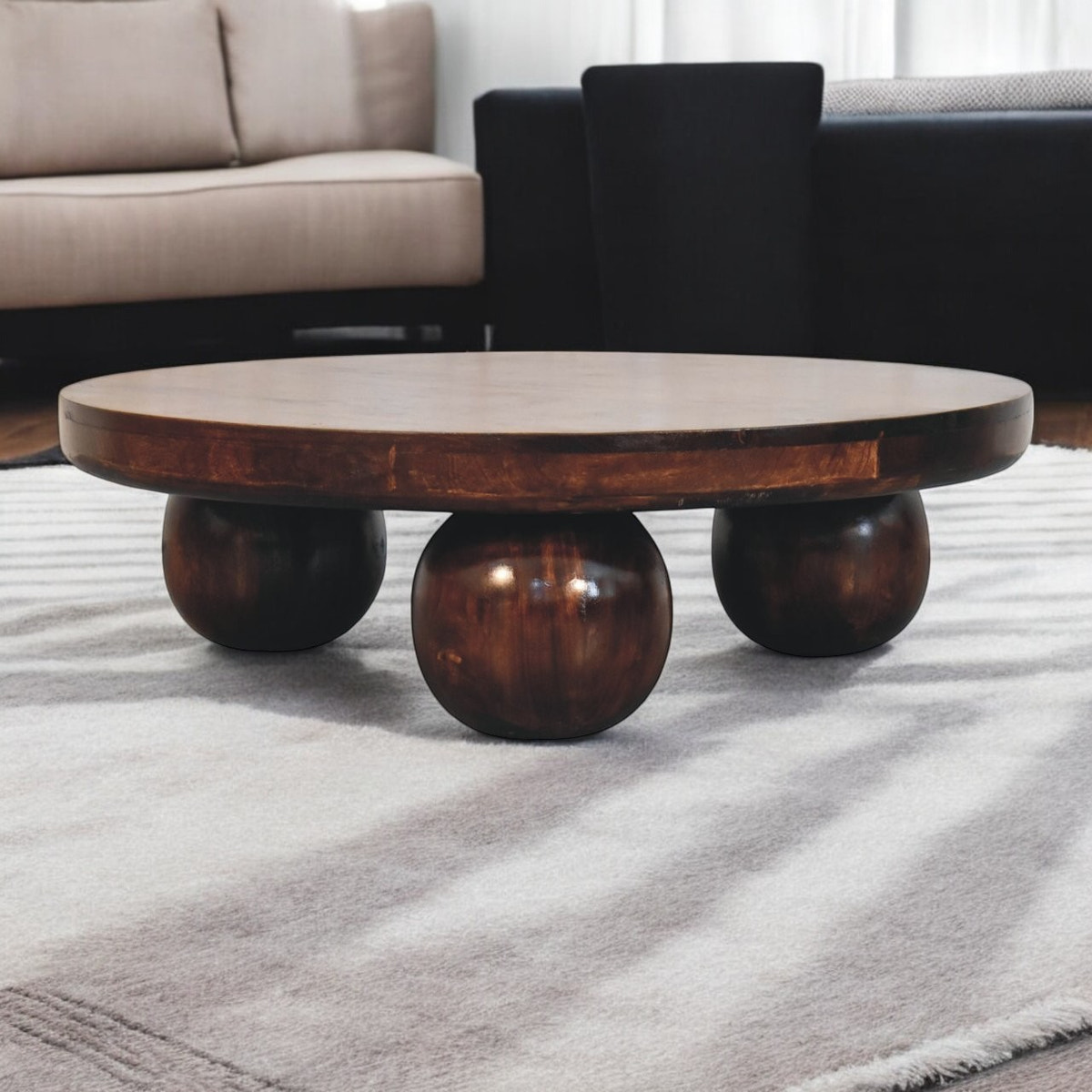 California Walnut Central Table with Ball Feet Accent Piece