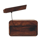 Curved California Walnut Wall Mounted Bedside with Open Slot | Solid Mango Wood