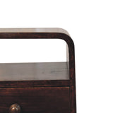 Mini California Walnut Curved Bedside with Open Slot Bedside Table