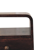 Mini California Walnut Curved Bedside with Open Slot Bedside Table