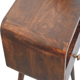 Mini California Walnut Curved Bedside with Open Slot Bedside Table